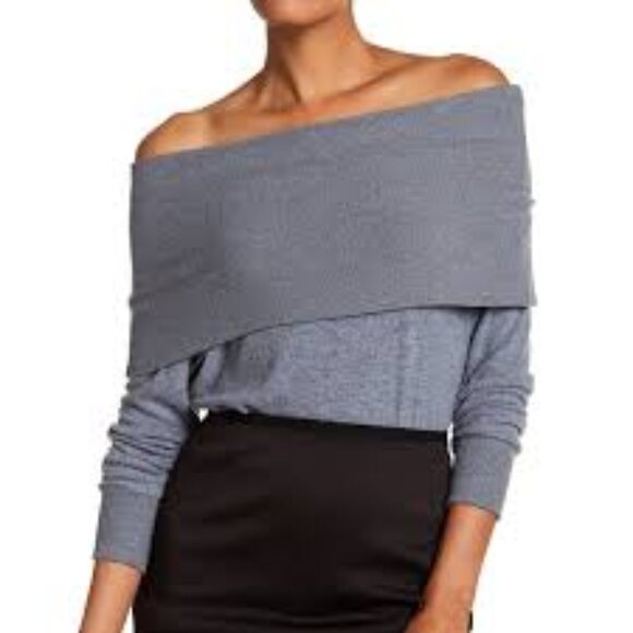 Harlowe & Graham Tops - HARLOWE & GRAHAM WOMEN'S Off Shoulder Gray Knit Top Size Medium NWT